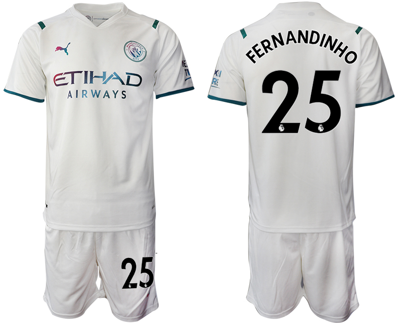 Men 2021-2022 Club Manchester City away White #25 Soccer Jersey->manchester city jersey->Soccer Club Jersey